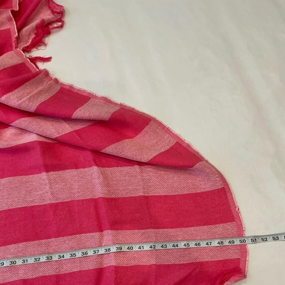 Victoria's Secret Fringe Striped Beach Blanket Throw in Pink